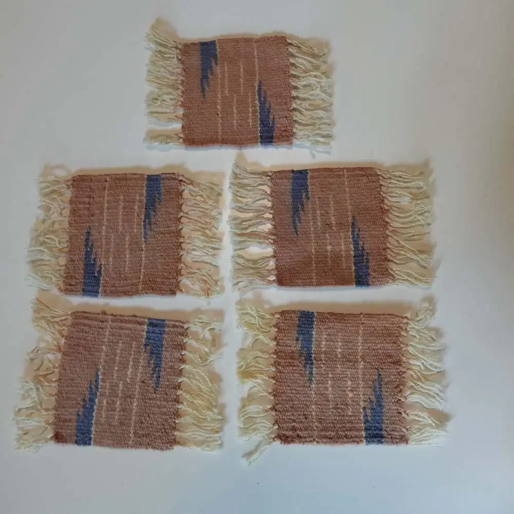 Set of 5 Southwestern Handwoven Wool Coasters